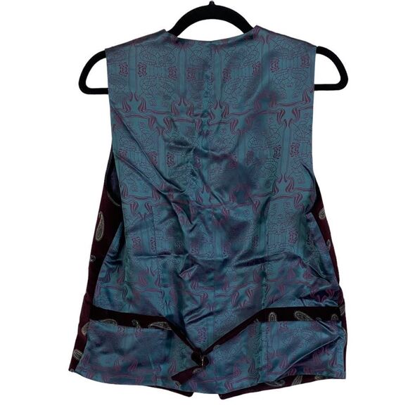Ted Baker London Burgundy Paisley Print Velvet Vest Ted Sz 1 US Sz 4 - Picture 9 of 10